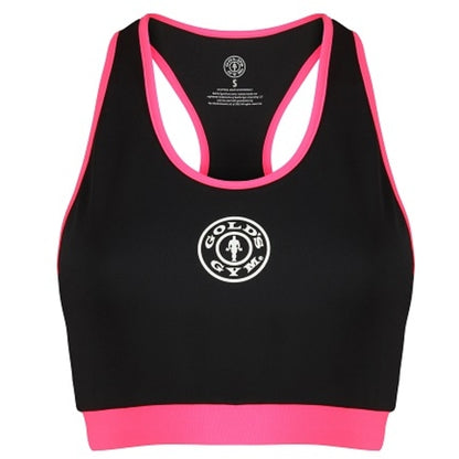 Golds Gym Ggltop025 Ladies Crop Top Blk Pink Xs