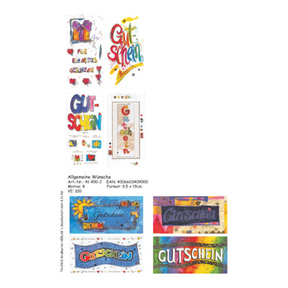 gutscheinkarten 100 stueck 8 motive