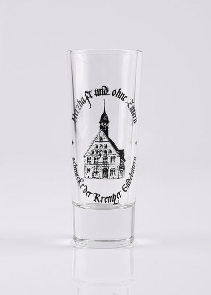 Kremper Bittern Schnapsglas mit Rathaus Motiv