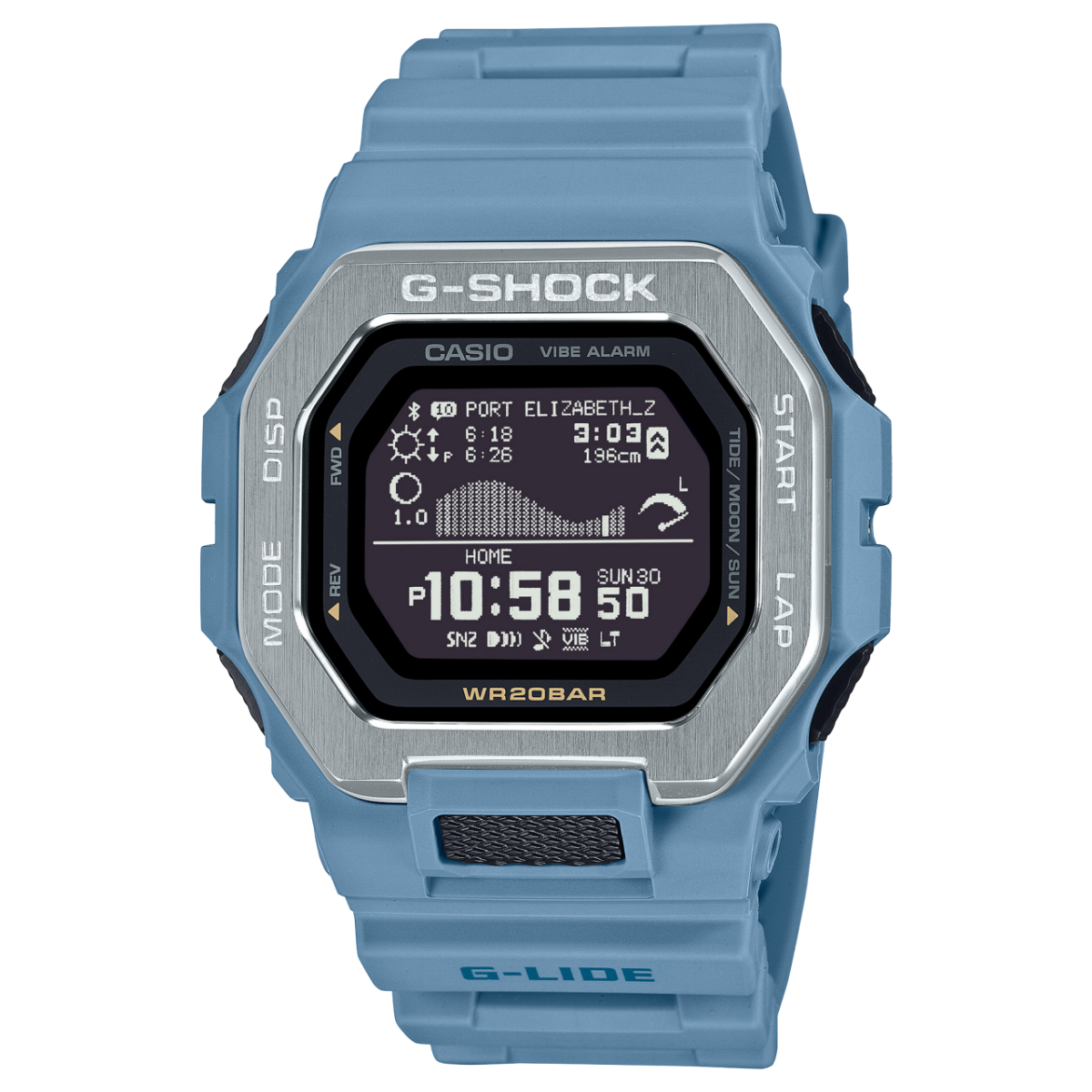 Casio Digitale Quarzuhr mit Resin Gehäuse und Resinarmband, graues Display (100 m)