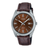 Casio Herren Quarzuhr mit Tagesanzeige, Datum und braunem Lederarmband