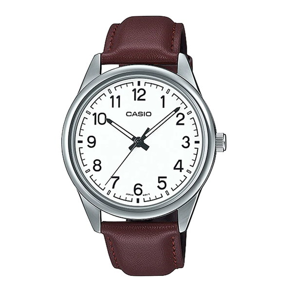 Casio Klassische Herrenuhr mit Lederband (MTP V005L 7B4)