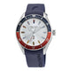 Herren-Quarzuhr aus Edelstahl mit blauem Silikonarmband (44 mm, 5 bar)