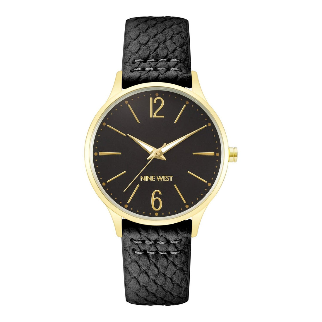Nine West Damen Analog Quarzuhr mit champagnerfarbenem Metallgehäuse und Metallarmband, champagnerfarbenes Zifferblatt