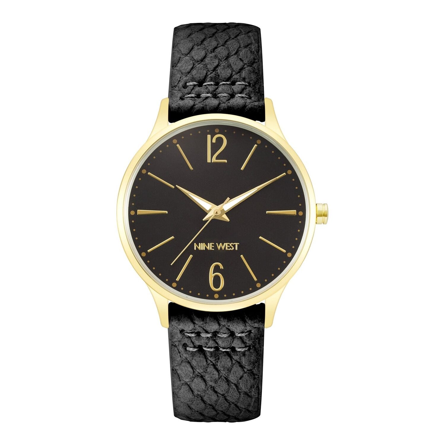 Nine West Damen Analog Quarzuhr mit champagnerfarbenem Metallgehäuse und Metallarmband, champagnerfarbenes Zifferblatt