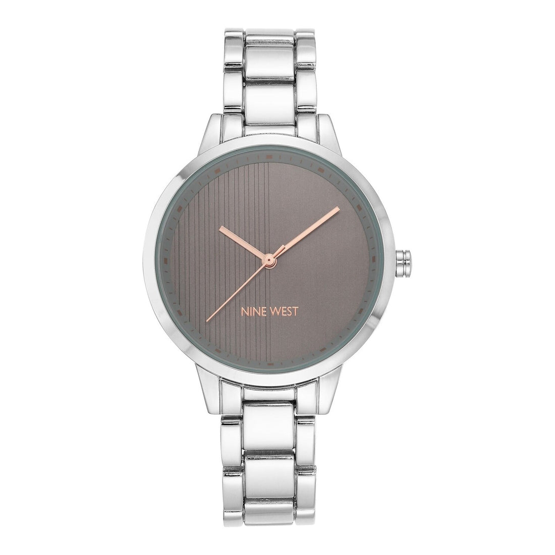 Nine West Damen Analog Quarzuhr mit champagnerfarbenem Metallgehäuse und Metallarmband, champagnerfarbenes Zifferblatt