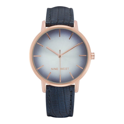 Nine West Damen Analog Quarzuhr mit goldfarbenem Metallgehäuse und Metallarmband, braunes Zifferblatt