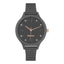 Damen-Analog-Quarzuhr mit grauem Metallgehäuse und Metallarmband, graues Zifferblatt