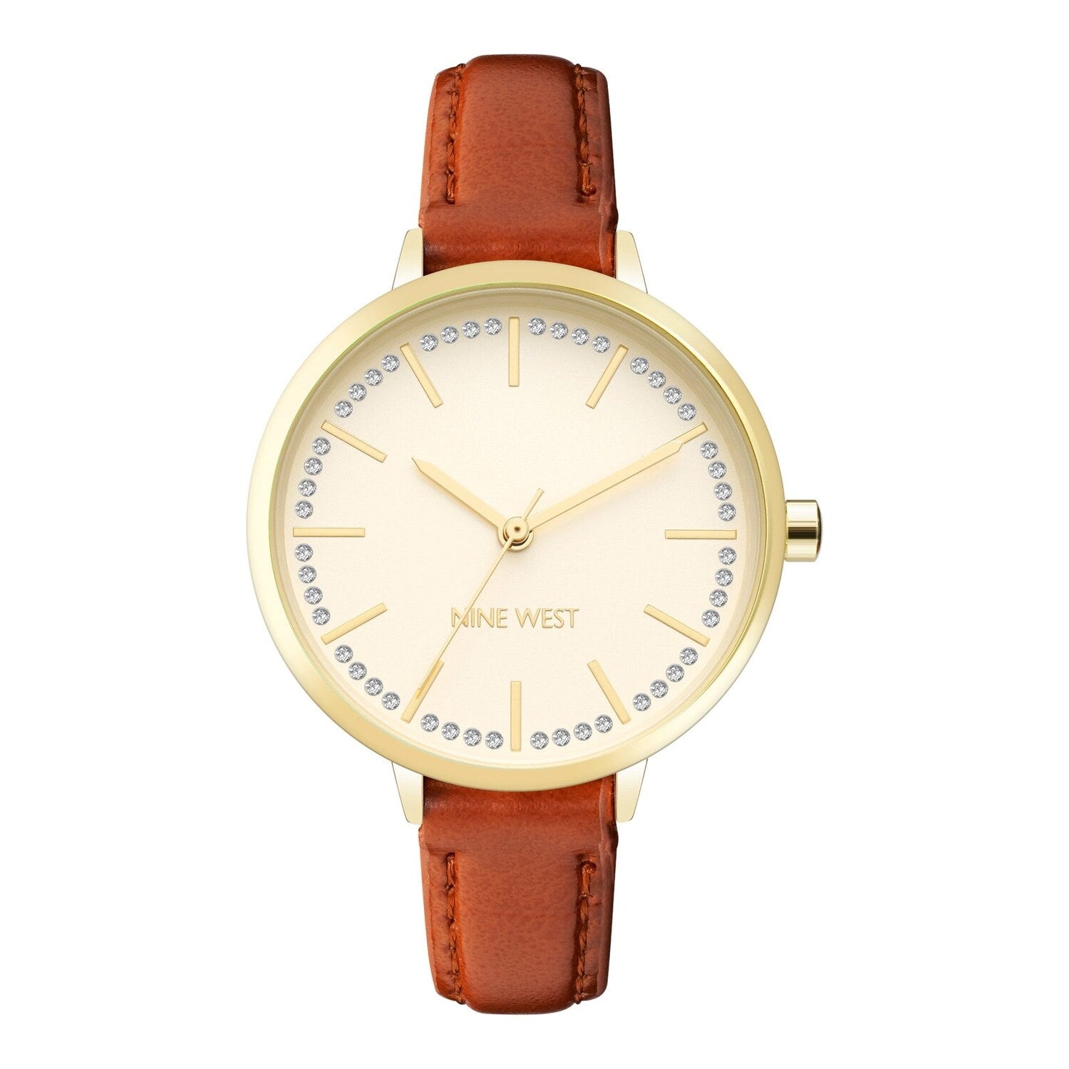 Montre à quartz analogique pour femme Nine West, boîtier et bracelet en métal gris, cadran argenté