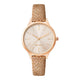 Damen-Analog-Quarzuhr mit roséfarbenem Metallgehäuse und Metallarmband, graues Zifferblatt