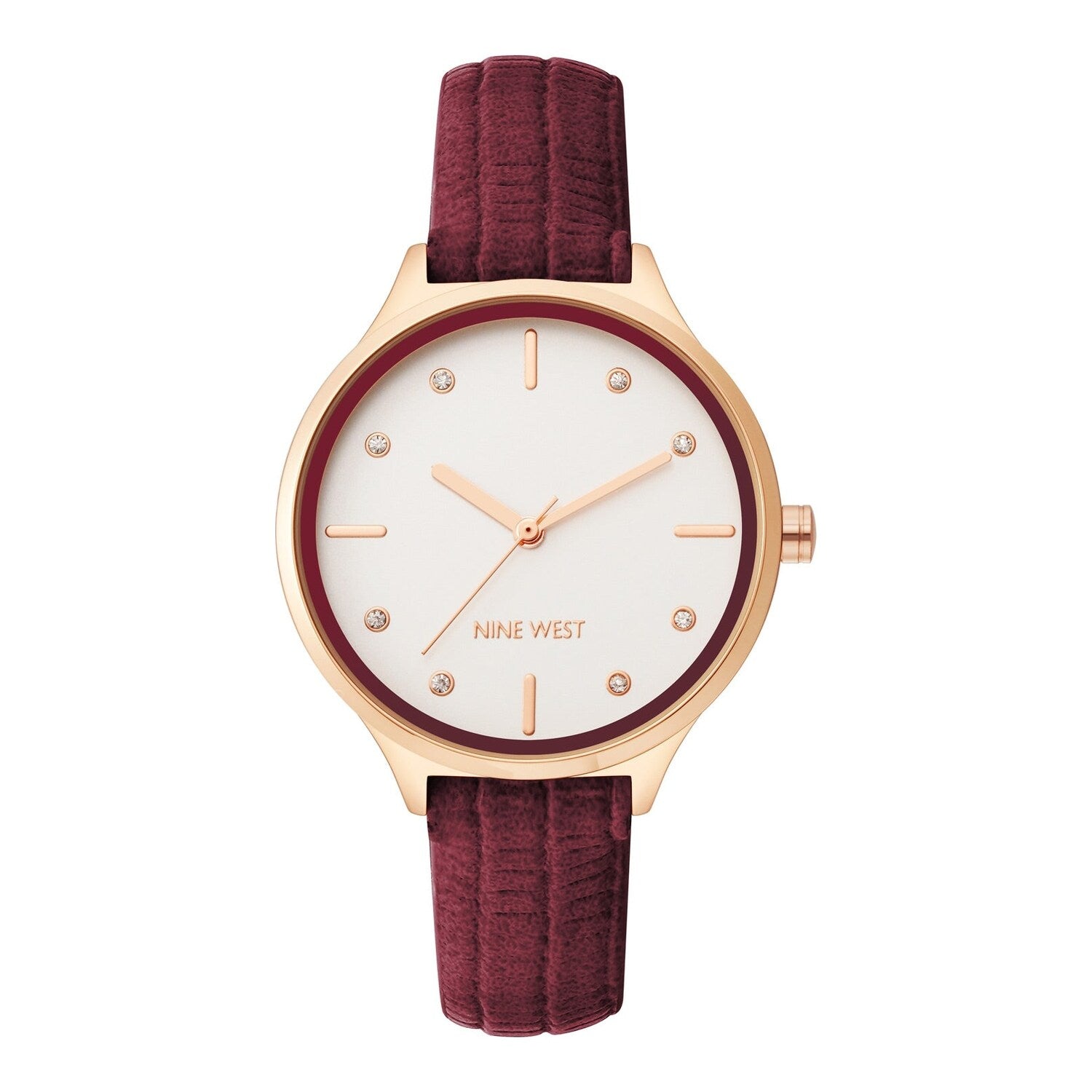 Montre à quartz analogique pour femme Nine West, boîtier et bracelet en métal doré rose, cadran rose