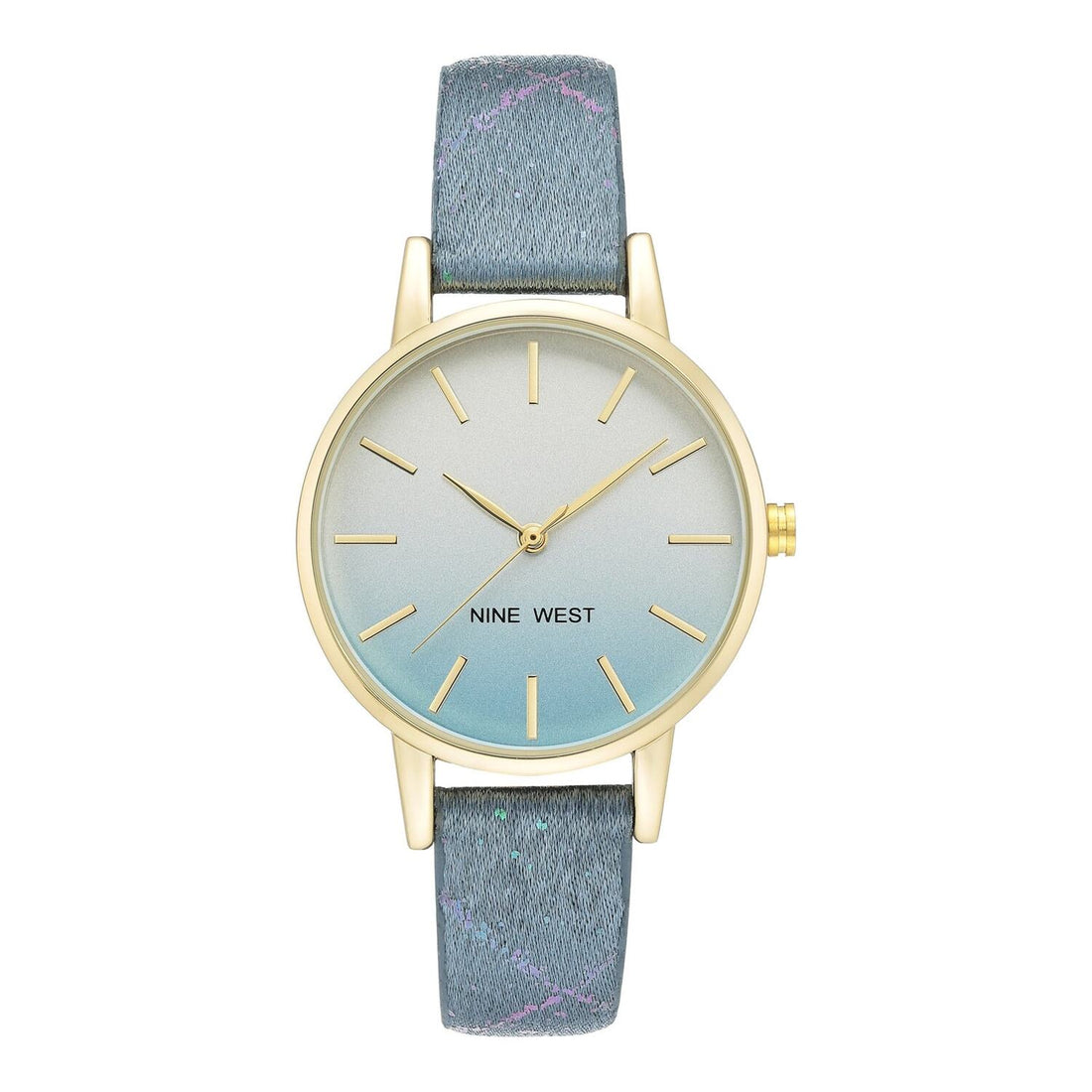 Nine West Damen Analog Quarzuhr mit roséfarbenem Metallgehäuse und Metallarmband, roségoldfarbenes Zifferblatt