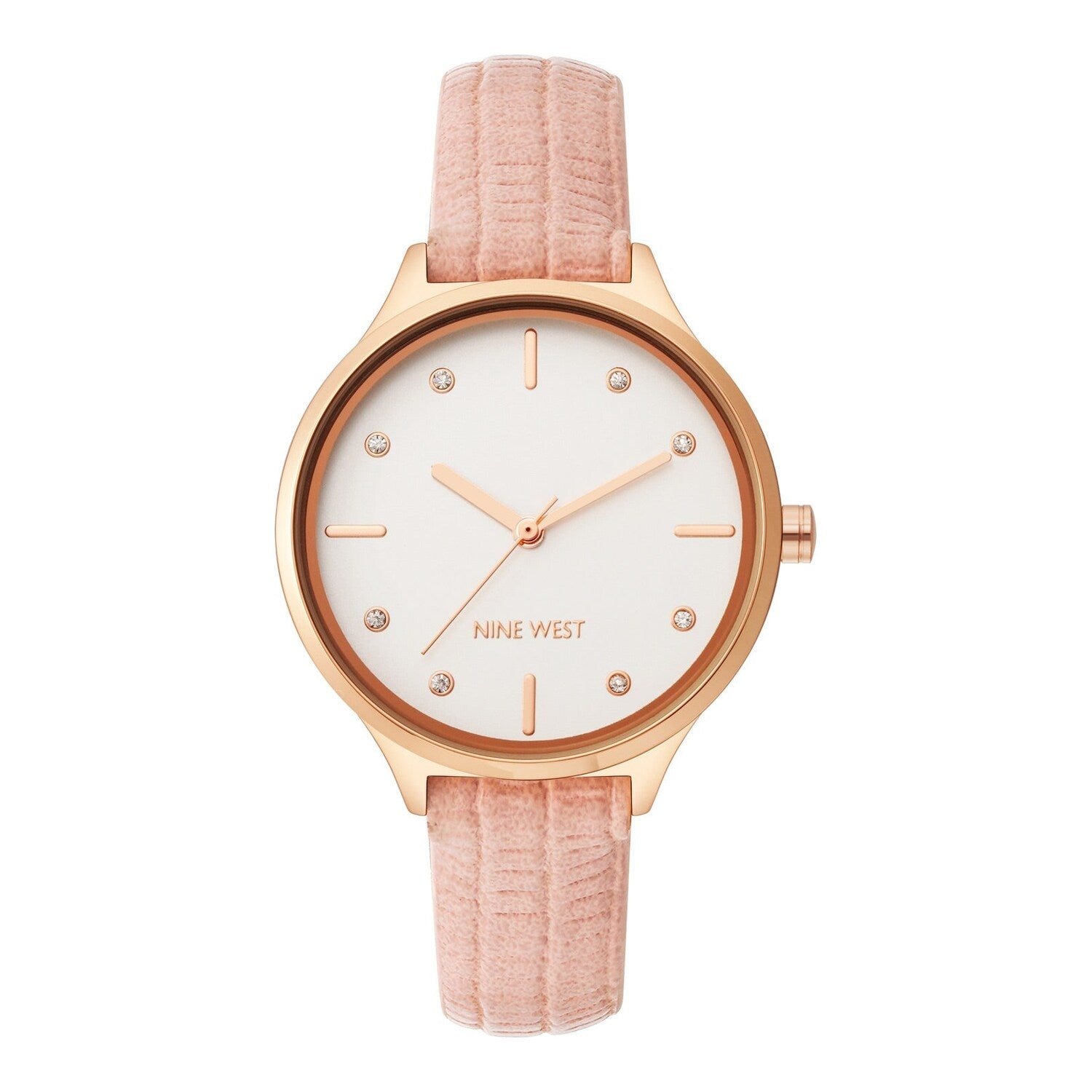 Montre à quartz analogique pour femme Nine West, boîtier et bracelet en métal argenté, cadran bleu foncé