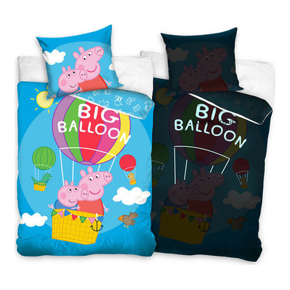 peppa pig bettwaesche 135x200 80x80 cm glow in the dark