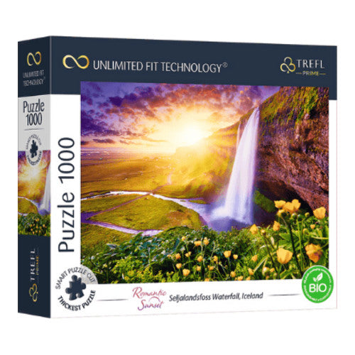 romantic sunset wasserfall auf island uft puzzle 1000 teile