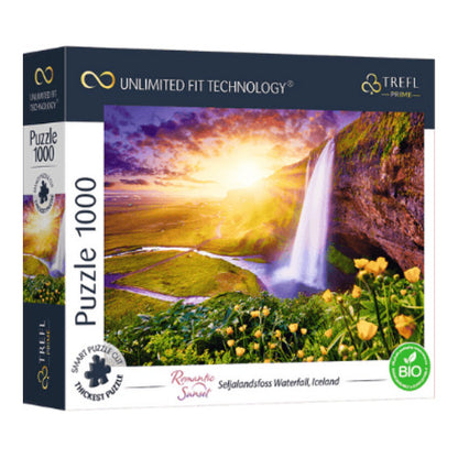 romantic sunset wasserfall auf island uft puzzle 1000 teile