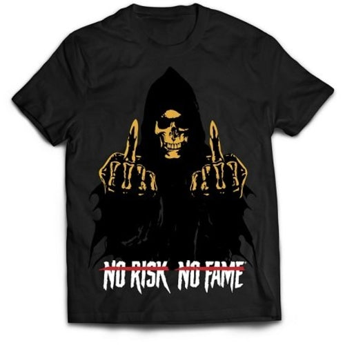Skull Labs T-Shirt No Risk-No Fame Schwarz Gold Xxl