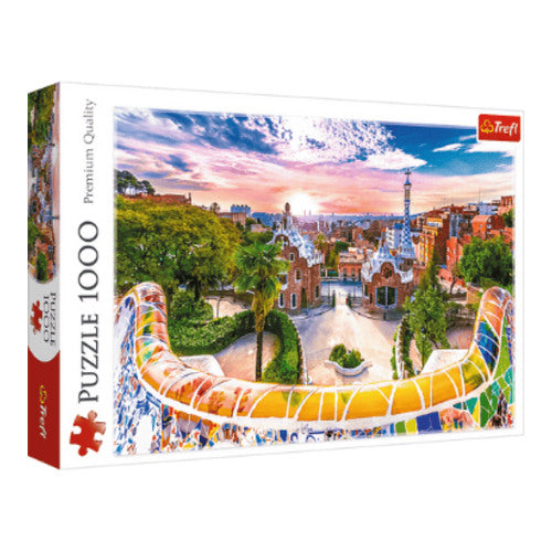 sonnenuntergang in barcelona spanien puzzle 1000 teile