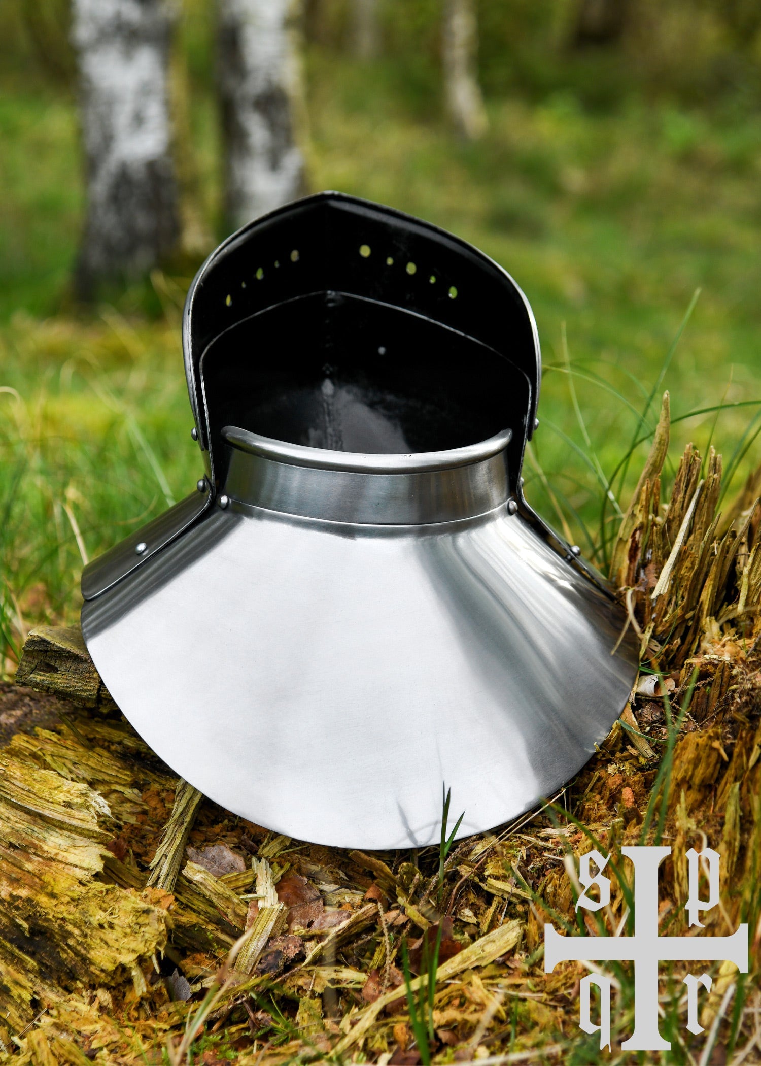 Spätmittelalterliche Halsberge mit Visier, 1,6mm Stahl
