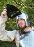 beckenhaube mit klappvisier und zwiebel top mittelalter helm 2 mm stahl