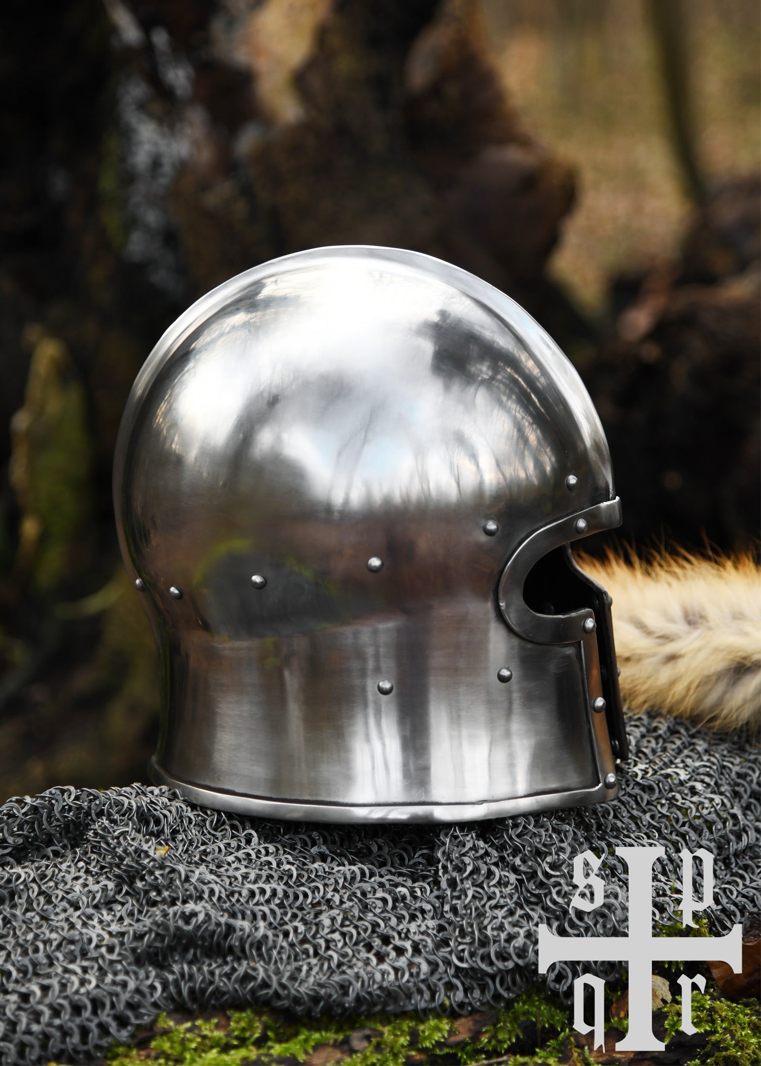 barbuta in t form 15 jh mittelalter helm fuer schaukampf 2 mm stahl