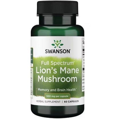 Swanson Full Spectrum Lions Mane Mushroom 500Mg 60 Kapseln