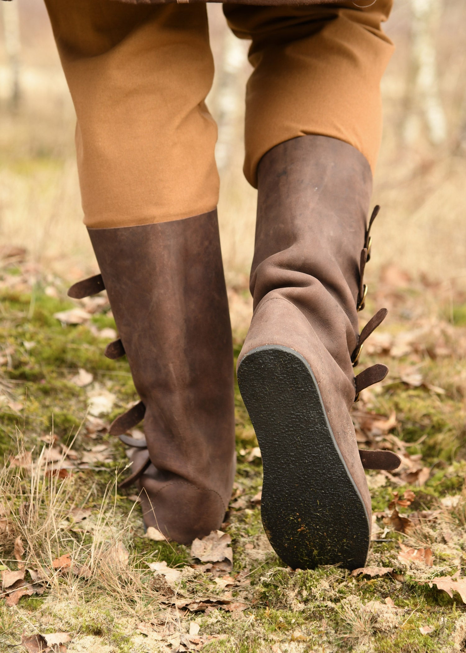 Ulfberth Mittelalter Schnallenstiefel aus Leder, braun