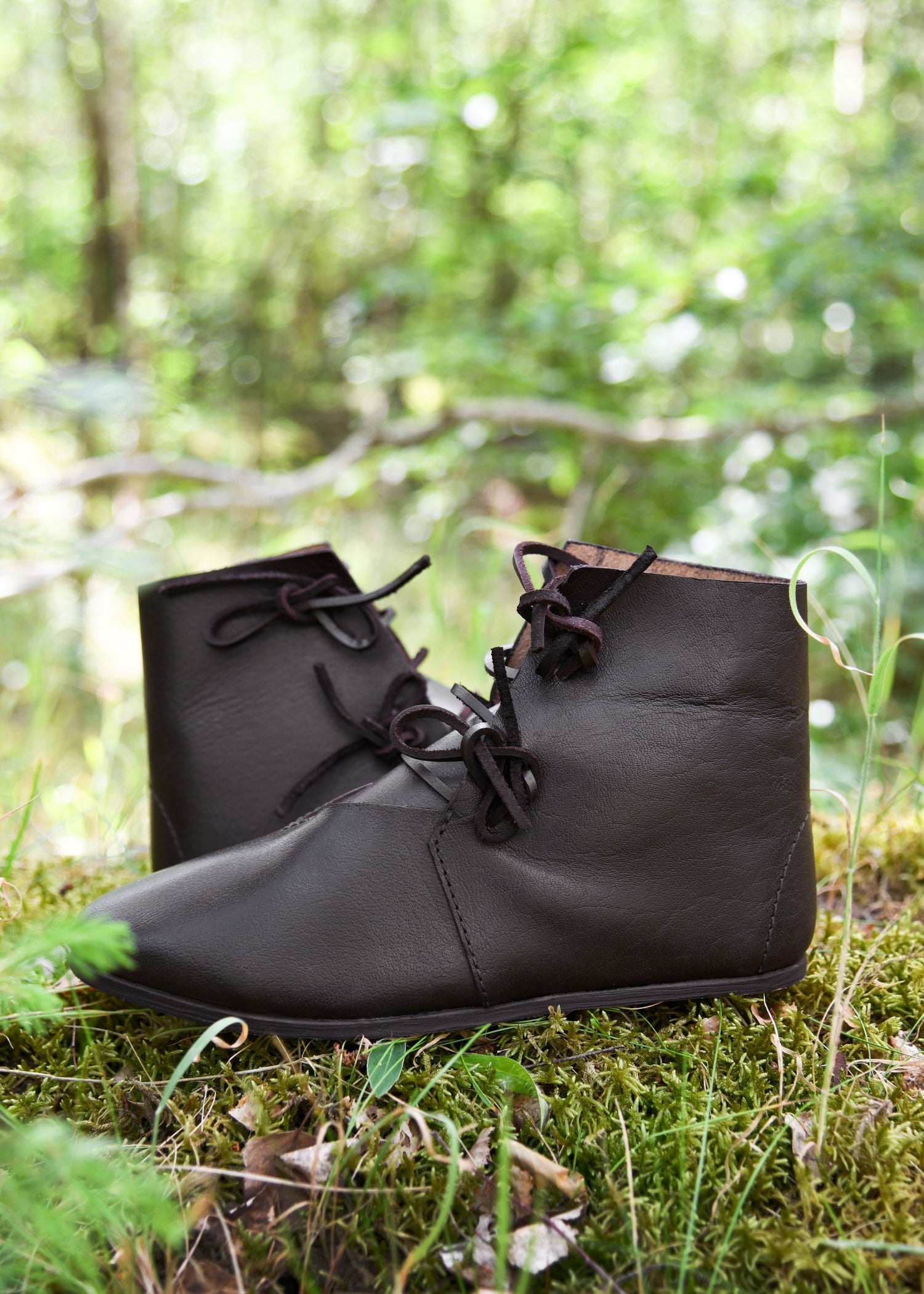 Mittelalter Schnürschuhe Leder, Dunkelbraun