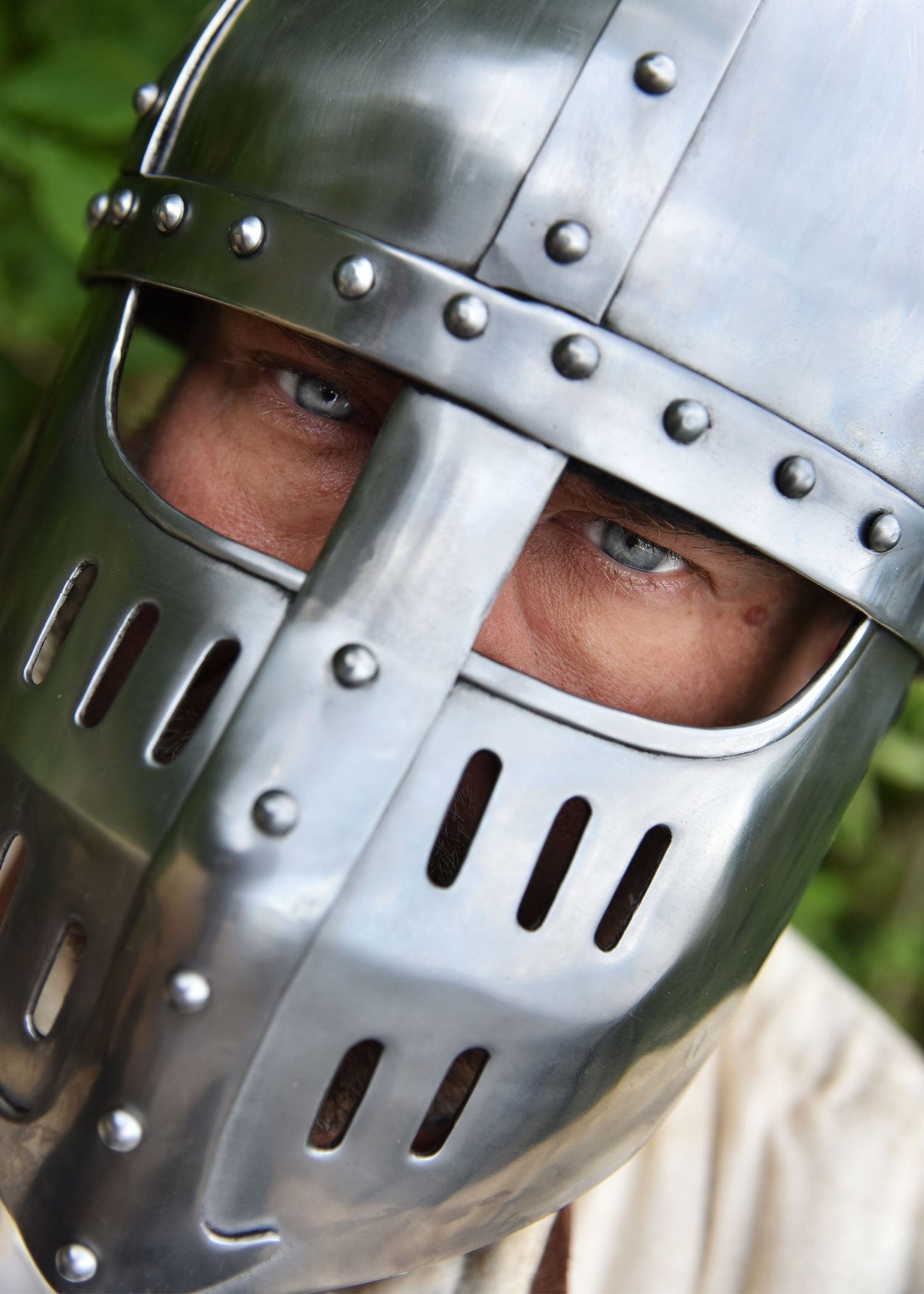 hochmittelalter spangenhelm mit gesichtsplatte 2 mm stahl