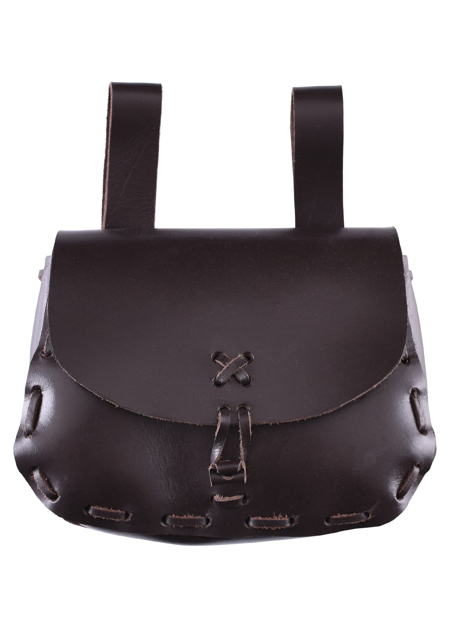Wendbare Mittelalter Gürteltasche aus Leder, Dunkelbraun
