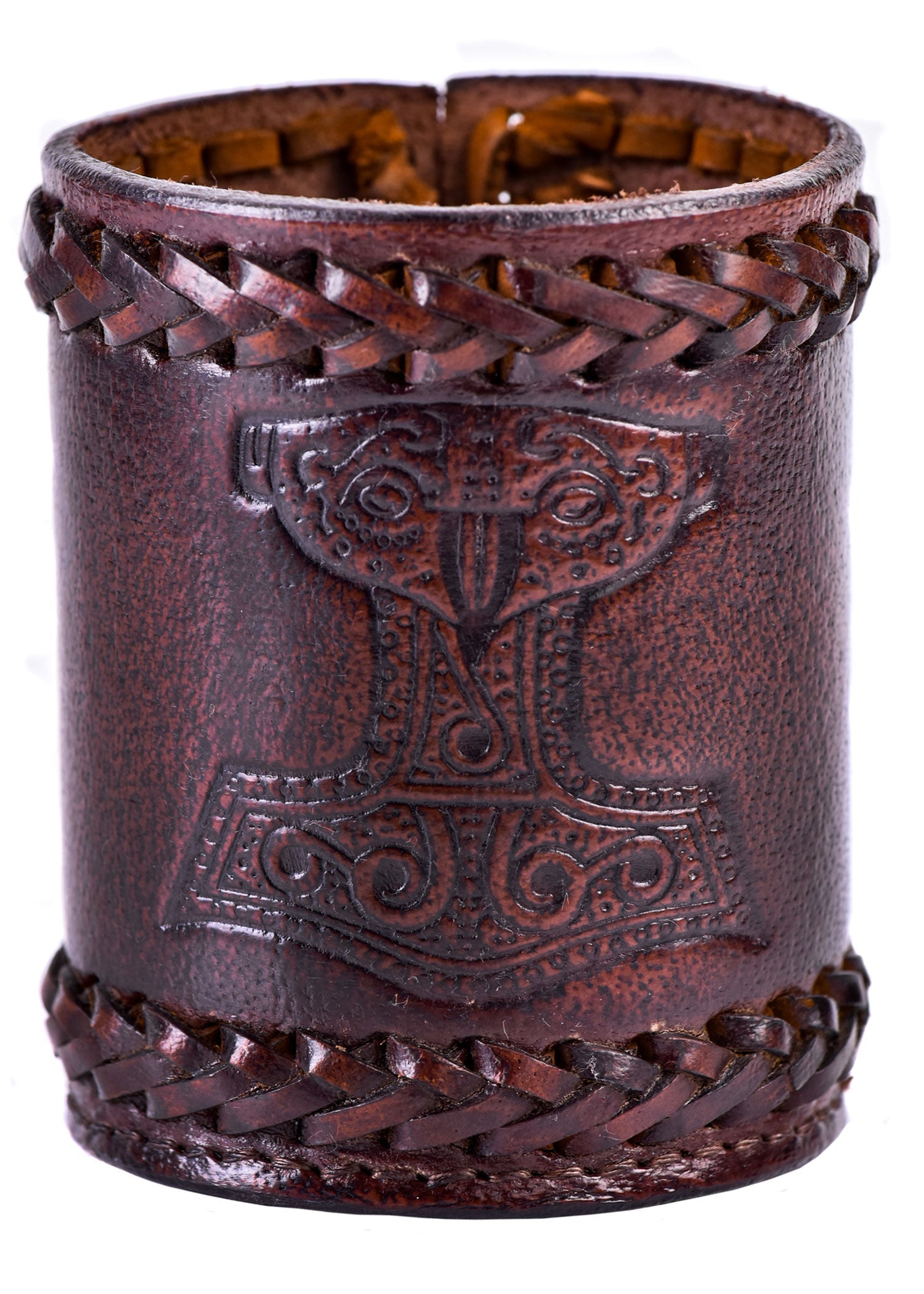 Rustikaler Leder Würfelbecher Thorshammer, braun