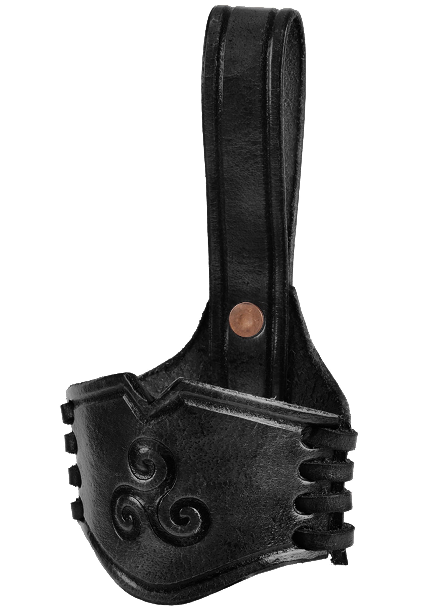 Stilvoller Leder Hornhalter mit Triskele, verstellbar