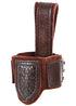 Leder Hornhalter mit Prägung, Dunkelbraun