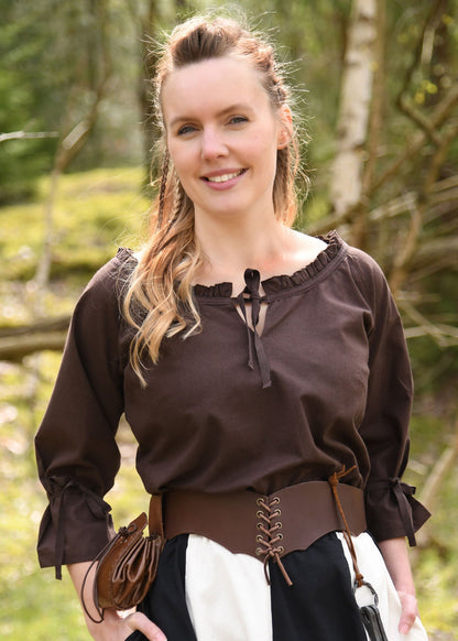 mittelalter lederbeutel mit guertelschlaufe braun