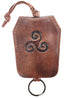 Rustikaler Leder Schlüsselanhänger mit Triskele, Braun
