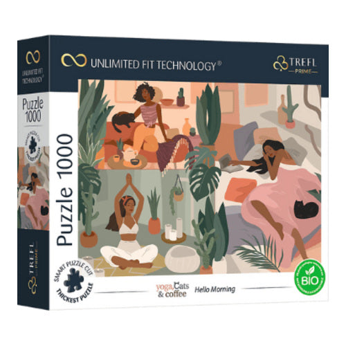 yoga katzen kaffee hello morning uft puzzle 1000 teile